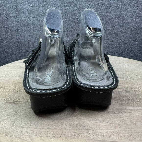 Alegria KAR-111 Black Leather Double Strap Slip-On Sandals EU 37 US 7.5 Platform - Picture 6 of 7